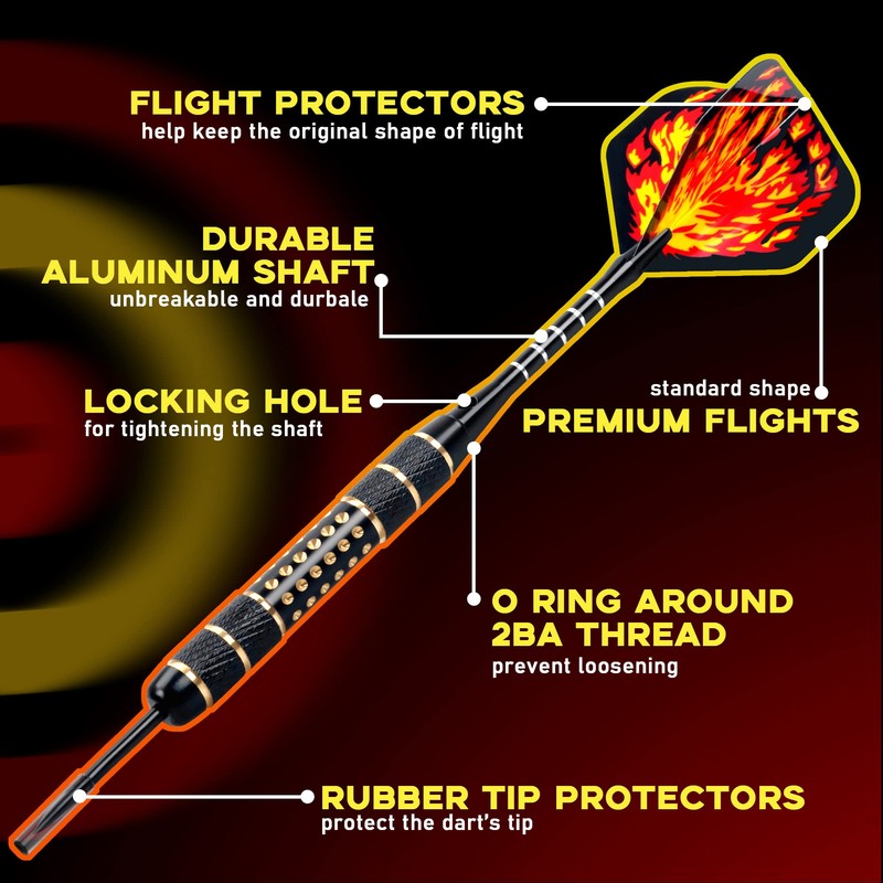 Pack of 12 Darts Metal Tip, 20/24/26 g Professional Darts,
