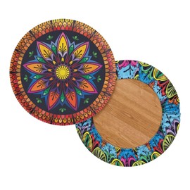 gearider Stool Covers Round, Colorful Mandala Floral Pattern Stretch Dustproof Roud Bar Stool Chair Covers with Elastic Edge, Easy to Install (Large, 4 Pieces)