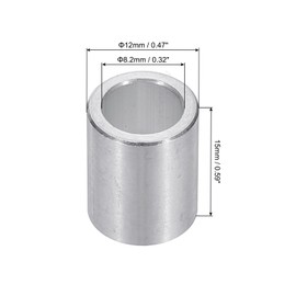 PATIKIL M8 Aluminum Spacers, 12pcs 5/16" x 1/2" Round Metal Spacers for 5/16 or M8 Screw Bolts, Unthreaded Standoff Bushing 0.6"L, 8.2x12x15mm