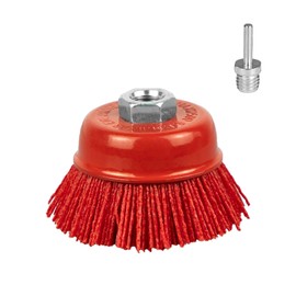 SALI 3" Abrasive Filament Nylon Bristle Cup Brush - Coarse Sanding Scuffing Brush, 5/8" 11 Thread, 1/4" Drill Arbor -Metal Furniture Surface Prepping&Polishing, Removal Rust Paint - Surface Prepping