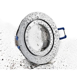 IP44 Aluminium Recessed Spotlight, Glossy Chrome, Suitable for Bathroom/Wet Rooms, Ceiling Spotlight, Recessed Spotlight, for LED Modules GU10/MR16 230V/12V