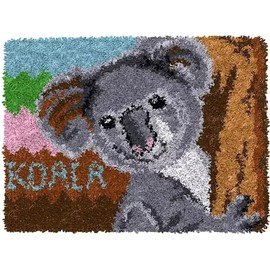 ROCKY&CHAO Latch Hook Kits for Adults, Koala 20x15Inch, DIY Latch Hook Koala Rug Kit 50x38cm, Home Carpet Rug Making Kit, Cross Stitch Embroidery Kits Needlework Crafts Rug for Home Decor