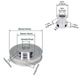 Zeelo 2PCS Set GT2 Synchronous Wheel 20&80 Teeth 12mm Bore Aluminum Timing Pulley with 2PCS Length 250mm Width 6mm Belt (20-80T-12B-6)