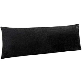 NTBAY Zippered Velvet Body Pillow Cover, for Adults Pregnant Women Luxury Solid Color Body Pillowcase, 20 x 54 Inches, Black