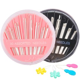 Hekisn 60-Pack Premium Hand Sewing Needles Set, 6 Sizes Embroidery Needles Kit with Threaders, Assorted Large Eye Sewing Needles for Repair, DIY, Art & Craft Projects(Black&Pink)