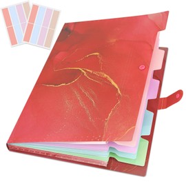 Expanding File Folder, Aesthetic Folders for School, Accordion File Organizer, Aesthetic Folder with Labels,5 Pockets Important Document Folders for School Office Homee(Rose Gold)