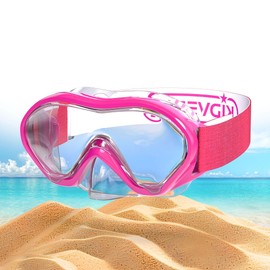 KIDVERSE Children's Snorkel Set - Diving Goggles with Snorkel - Panorama Diving Goggles with Nose - Children's Diving Goggles Alternative Snorkel Mask (Strap Strap Pink, Children 5-16 Years)