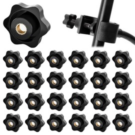 Pack of 25 Star Grip Nuts M6, Wing Nut M6, Star Grip Screw, Black Star Shape Head Clamping Nut, Diameter 32 mm, for Machines and Systems, Machine Tools, Fitness Equipment, Furniture