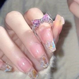 1pc Y2k Style Ring Trendy Bow Knot Design Inlaid Pink Zircon Adjustable Jewelry Match Daily Outfits Sweet Gift
