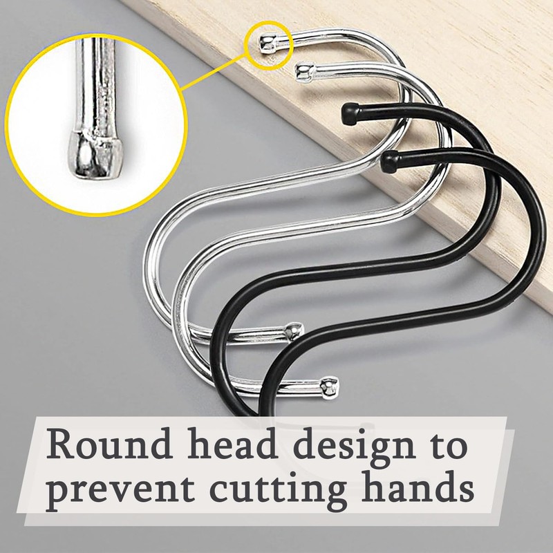 Basuit 10 Pcs S Hooks, S-Shaped Stainless Steel & Iron