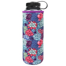 YR Reusable Neoprene Insulator Sleeve Holder for Nalgene Water Bottle, Water Bottle Cooler for Nalgene, Water Bottle Sleeve fits Nalgene (Succulent, 48oz)