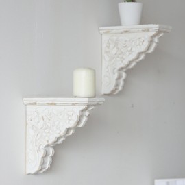 Z² BellaDecor Set of 2 Rustic Wood Corbels for Shelves Vintage Wooden Triangle Shelf Brackets with Hanging for Kitchen Cabinet Book Shelves Living Room Bedroom Shabby Chic Decor