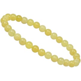 ELEDORO Stretch Bracelet Made of Real Gemstone Beads (6 mm) - Pearl Bracelet for Stylish Elegance, Lemon Jade, Lemon Jade