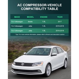 SCITOO AC Compressor with Clutch For Volkswagen For Beetle 1.8L For Jetta 1.4L 1.8L 2.0L 2.5L For Passat 1.8L 2.5L 3.6L 2015-2018