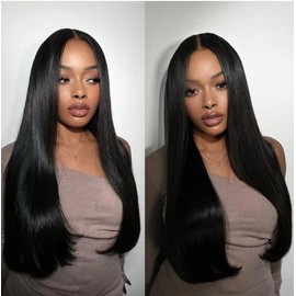FABA 13x4 transparent lace front wear and go glueless wigs human hair,straight style - Size: 28"
