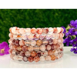 Quartz Wholesale Lot 6 Pcs Natural Hematoid 6mm 7.5” Crystal Stretch Bracelet