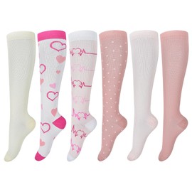 FZSECRIU 6 pairs of compression stockings for women, men and women, compression socks, support stockings., pink