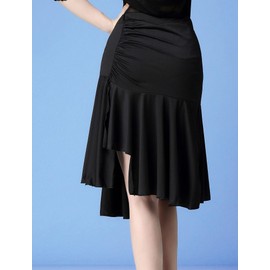 SEAUR Women's Dance Skirt Latin Tango Belly Dance Skirt Rumba Cha Cha Samba Ballroom Dance Skirt Dance Dress EU S-L = (Asia M-XL), black