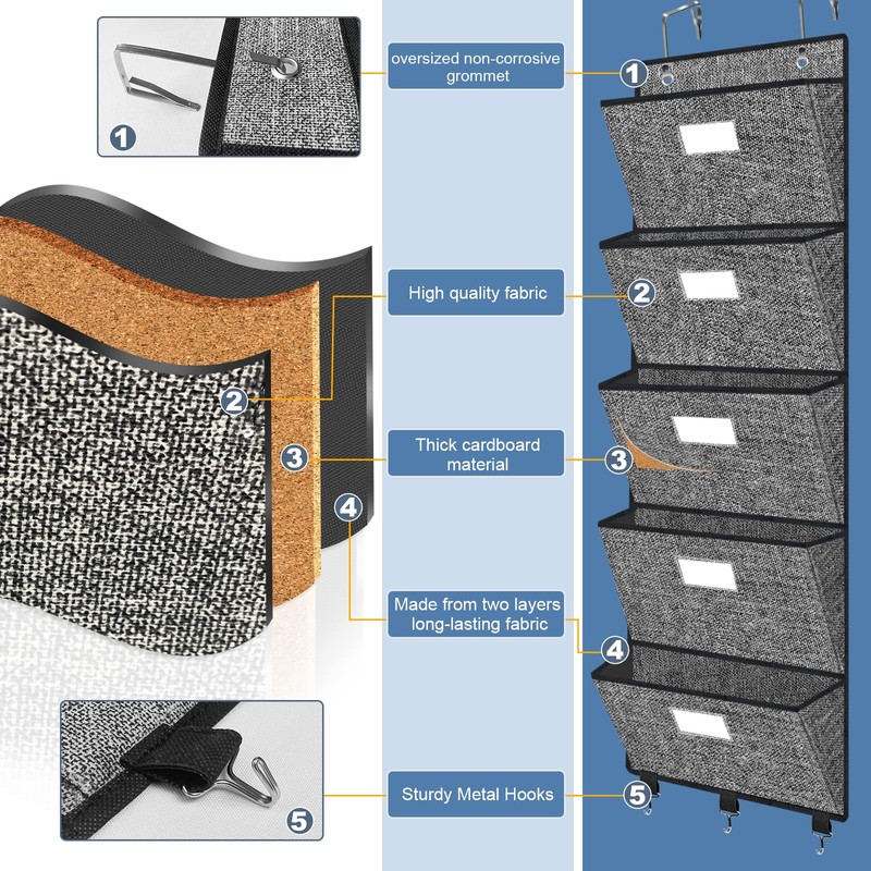 VERONLY Hanging Wall File Folder Organiser - Over Door Storage