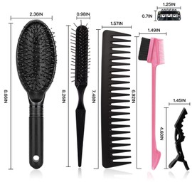 12 piezas de cepillo de pelo de peluca profesional, peine de pelo incluye bolsa de aire cepillo de masaje cepillo de dientes anchos de pelo cepillo de borde de pelo cepillo mojado clip de peluca para pelucas sintéticas, extensiones de cabello, DIY peinad