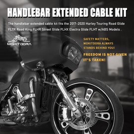 MoKitDora Touring Handlebar Extended Cable Kit Brake Line Clutch Cable CAN-Bus TBW Turn Signal Wiring Harness for 2017-2020 Harley FLTR FLHR FLHX FLHT (Hydraulic Clutch) w/ABS 14" Handlebar, Chrome