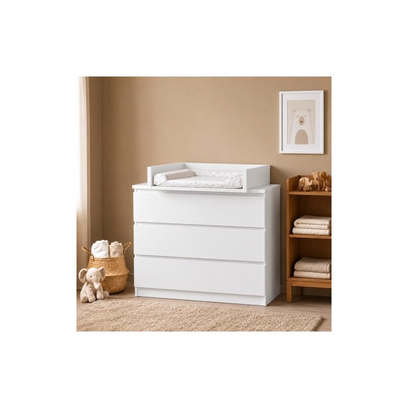 Baby Changing Table Topper, Straight Sides, 53.2x70 cm, White