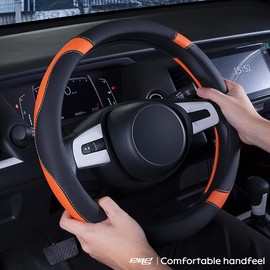 eing Steering Wheel Cover for Car,Truck, SUV and More, Universal 15 inch, Anti-Slip,Sporty and Soft - Black&Orange