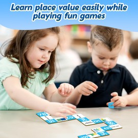 Kasfalci Place Value Dominoes Set,Math Manipulatives Games for Kids,Counting Toys,Learning Games,Preschool Learning Activities,Homeschool Supplies,Kindergarten Classroom Must Haves,1st 2nd 3rd Grade
