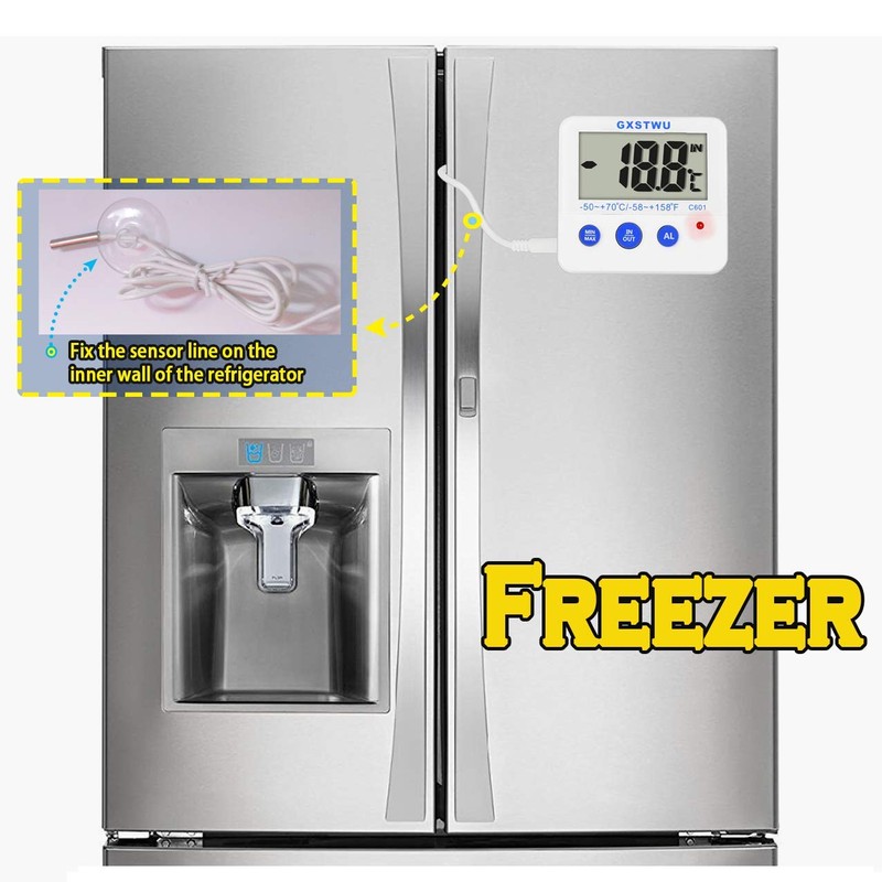 Fridge Freezer Thermometer Max/Min Memory GXSTWU High & Low Temperature