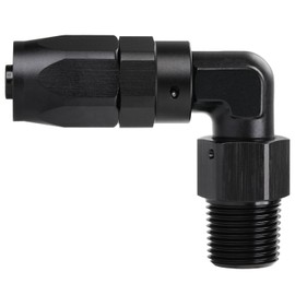 Podavelle 3/8 NPT Male to 6AN Hose End Fitting Adapter 90 Degree Aluminum Black