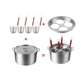 Buokaiw Pasta Cooker with Strainer,Stainless Steel Pasta Cooker Insert Set, Multipots Cooking Tool,Pasta Cooker Pot Set, 4 Pieces, Stainless Steel Stock Pot and Frying Pan with Lid