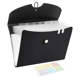 DoocliB Document File, a4, 13 Pockets, Portable, Expanding File Folder, Horizontal, Accordion File, with Divided Label, Large Capacity, Bellows File, Document Case, Classification Storage, Stationery,