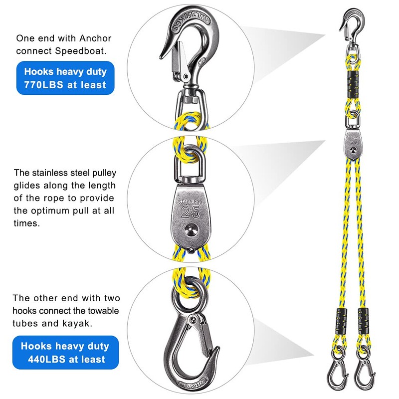 Dolibest 16ft Boat Tow Harness Boat Tow Ropes, Easy Connection