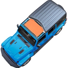 Coverspec JT JL Top Sun Shade Roof Compatible with Jeep Wrangler and Gladiator 2 or 4 Door 2018 to 2023 Sunshade Sunroof Blocks UV Wind Noise Orange Mesh for Front