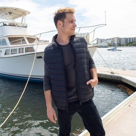 Alpine Swiss Clark Mens Puffer Vest Down Alternative Water Resistant Packable Outerwear Zip Up Pockets Warm Versatile Layer NVY Small