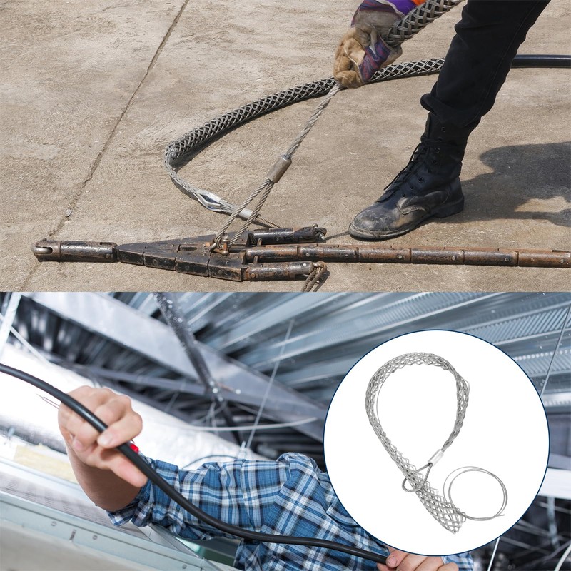 sourcing map 49-60mm OD Cable Pulling Socks Grip 1.34m Wrap-Type