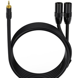 LOKEKE XLR to 3.5mm Y Splitter Adapter Cable, Jack Stereo Male to Dual XLR Male Audio Microphone Cable for Microphone, Sound Card, Camcorder and More