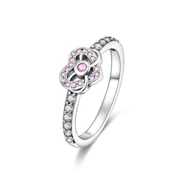 QIKAOLA Sterling Silver Rings for Women Colourful Statement Rings Cubic Zirconia Rings Stackable Vintage Rings Rings Size 6-9, Crystal