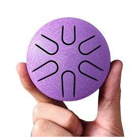 Stahlzungentrommel Regenspiel, 7,6 cm, 6 Töne, Mini-Outdoor-Regenspiel, Musikspiel, Handpan-Meditationstrommel für Garten, Mini-Handpan-Trommel (lila)