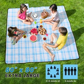 sapsisel Picnic Blankets,80''x80'' Extra Large Picnic Blankets,Outdoor Picnic Blankets Waterproof Foldable for 6 to 8 Adults,Picnic Mat for Camping Beach Grass Lawn Park