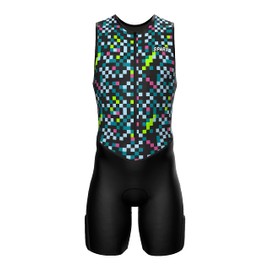 Sparx Men's Premium Triathlon Suit – Padded, Quick-Dry, Compression Fit, Lightweight Tri Suit for Swim, Bike, Run Race & Training (2XL, ColoredCubes)