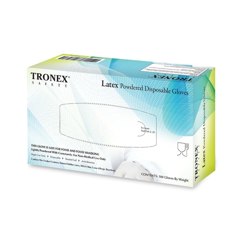 TRONEX 1510 Rubber Latex Disposable Gloves, Non Medical, General Purpose,