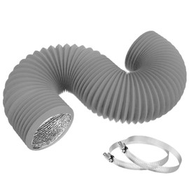TEAIERXY 4 Inch 8FT-2PC Dryer Vent Hose,Flexible Insulated Air Ducting,Vent Hose PVC Aluminum Foil with 2 Clamps for HVAC Ventilation(Grey)