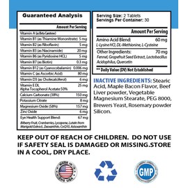 cat Eye Care - Eye Health Solution for Cats - Best Vision - Helps Dry Itchy Eyes - Advanced Formula - Vitamin c for Cats Pills - 120 Tablets (2 Bottles)