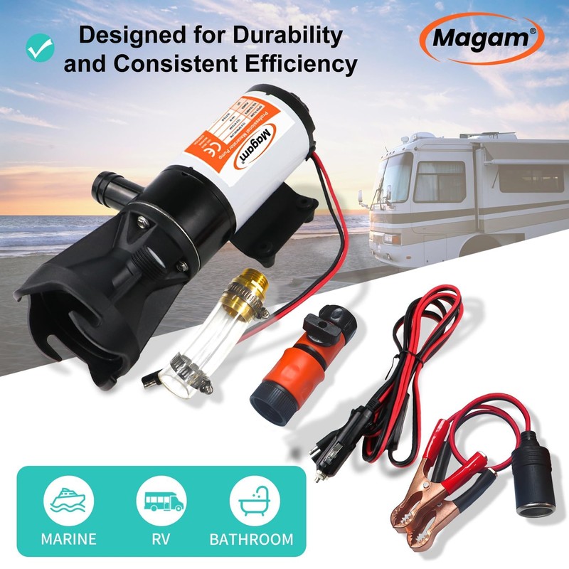 RV Macerator Pump 12V,12GPM Suction 3.2 feet Lift 10 feet