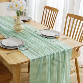 Green Table Runner, 80 x 300 cm Modern Table Runner, Sage Green, Table Runner Eucalyptus Green for Decoration, Christening, Wedding Decoration, Kitchen Table Decoration, Party Birthday Decor