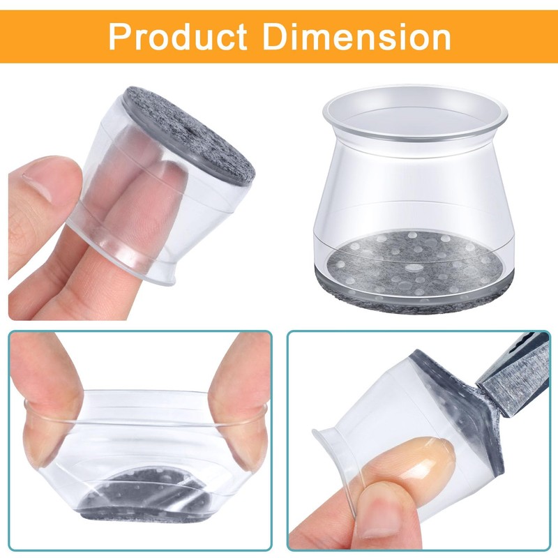 32 Pcs Chair Leg Protectors for Hardwood Floors, Clear Silicone