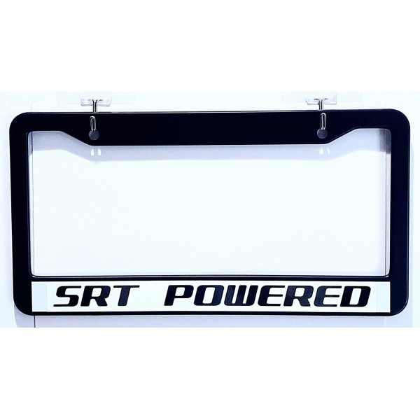 Unbranded SRT Powered Black Metal License Plate Frame
