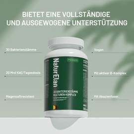 Probiotika PLUS Kulturen Complex for Intestinal Restoration - 180 Capsules with 30 Bacterial Strains, 20 Billion KbE/Daily Dose, Gastric Juice-Resistant & Vegan, with Lactobacillus & Bifidobacteria, 3