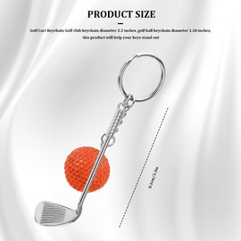 QZTYTY Golf Keychain, Metal Key Chain, Keychain Accessories Funny Golf Ball Keychains Suitable for Women Men Golf Ball Lovers (Orange)